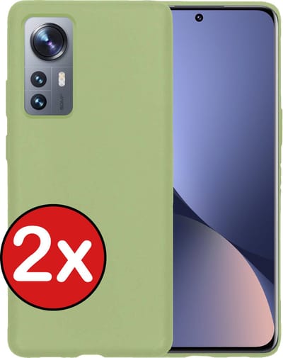 Hoesje - 2 Stuks - Geschikt voor Xiaomi 12 - Sterk & Shockproof - Telefoonhoes - Back Cover - Case Siliconen - Telefoon Hoes - Groen