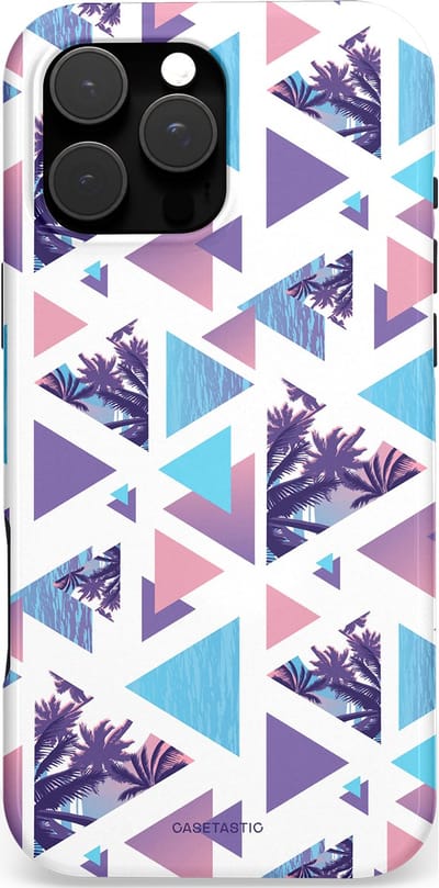 Casetastic hoesje geschikt voor Apple iPhone 16 Pro Max - MagSafe - Dubbellaagse bescherming - Zomervibe geometrie - Fashion Case - Wit Lavendel Lichtblauw Lichtgrijs