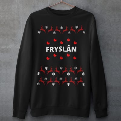 Friese Kersttrui Zwart Fryslân Rendieren - Maat XS - Uniseks Fit - Kerstkleding Voor Dames & Heren