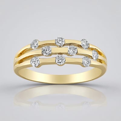 Cavill - 375 Geelgoud Gouden Ring - 0,262 ct SI1 Diamanten - Ronde Briljant - Elegante Damesring - Tijdloos & Modern Design - Luxe Ring Dames