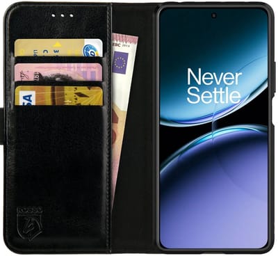 Rosso Element Geschikt voor OnePlus Nord 4 | Wallet Book Case | Portemonnee Hoesje | 3 Pasjes | Magneetsluiting | Stand Functie | Zwart