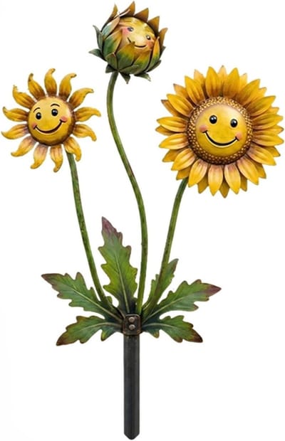 Zonnebloem Tuinsteker - Bloem Decoratie - Tuin Aankleden - Lachende Bloem Ontwerp - 30 cm - Geel