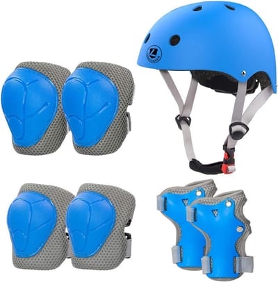Kinder Beschermset - Valbescherming Set - Buitensporten - 7-delige Set - 48-54 cm - Blauw