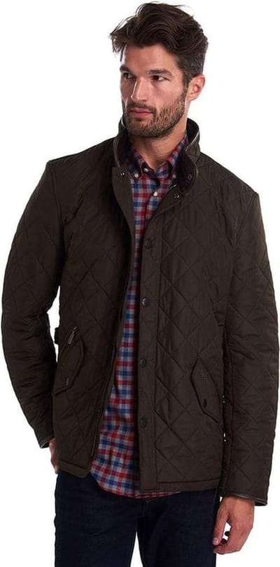Barbour Quilted Jas Powell Olijf - Maat S - Heren - Winterjas