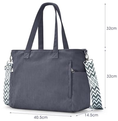 Handtas voor dames - Corduroy Shopper en Tote Bag met verstelbare schouderriem