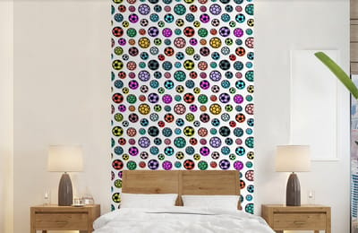 Behang - Fotobehang Patronen - Voetbal - Sport - Jongens - Kinderen - Kids - Breedte 120 cm x hoogte 240 cm