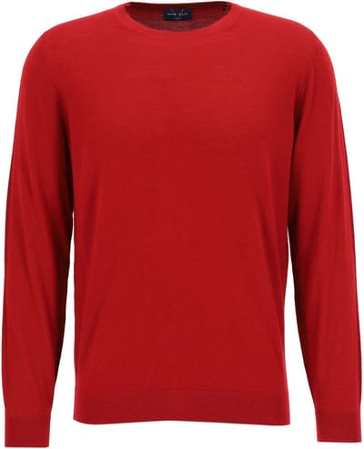 MARVELIS modern fit trui wol - O-hals - donkerrood