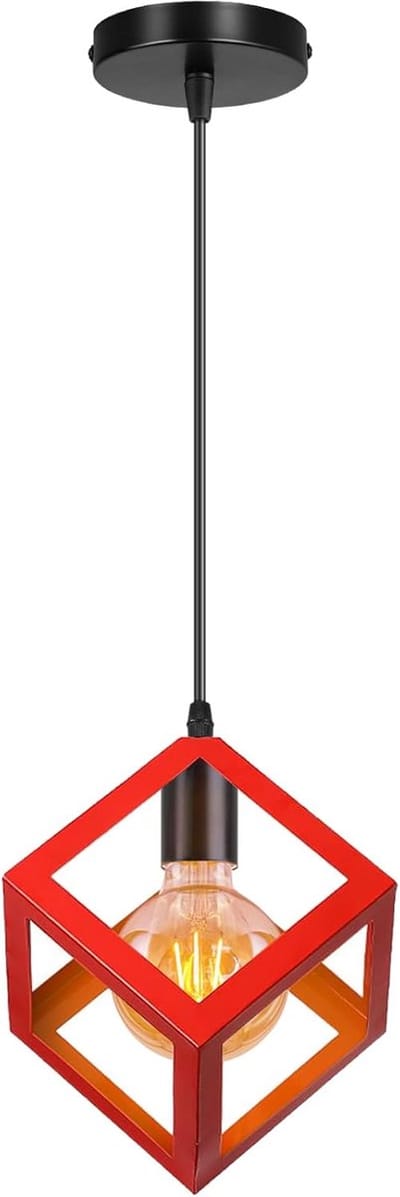 Hanglamp E27 Modern Kroonluchter Geometrische Plafondlamp voor Slaapkamer Woonkamer Keuken Rood