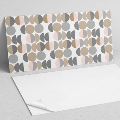 Coloray Wandpanelen Zelfklevend - Geometrie van cirkels en halve cirkels PVC Wandpaneel - 100 cm x 50 cm - Grijs Wandbekleding Zelfklevend - 1 stuk - Mozaïeken Wandpanelen Zelfklevend - Keuken Wandpanelen - Wandpanelen Badkamer