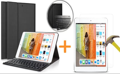 Hoes met Toetsenbord en Screenprotector geschikt voor iPad 2018 / 2017 9.7 inch - Book Case Cover Zwart