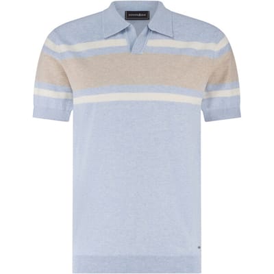 Lichtblauwe polo Scotland Blue Avan knitted v-hals