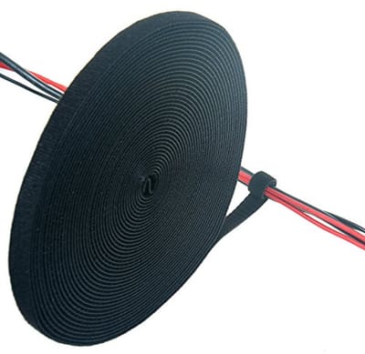 SnelShoppen - 10M x 20mm Velcro Kabelbinders Dubbelzijdig Zelfklevend, Herbruikbaar en Afkappbaar Kabelbeheer, Zwart, Ideaal voor Kantoor, Studio, Hui