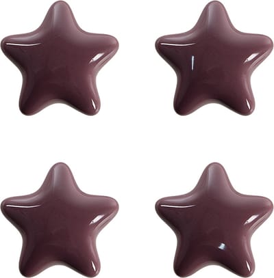 Clayre & Eef Deurknop Set van 4 Ster Ø 4 cm Paars Keramiek