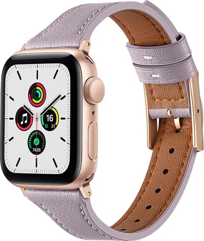 By Qubix - Geschikt voor Apple Watch bandje - Leren bandje - Paars - Geschikt voor Apple Watch 38mm / 40mm / 41mm / 42mm - leren smartwatchbandje - Horlogebandje