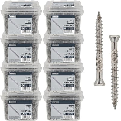 Terrasschroeven Roestvrij Staal - Plankenschroeven Buiten - Terras Bouwen - Snijinkeping Schachtfrees - 5x70 mm 4000 stuks - Zilver