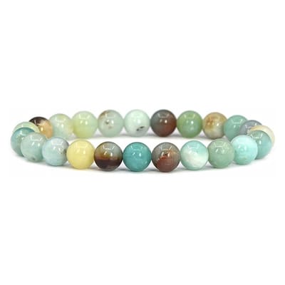 Bixorp Gems Gekleurde Amazoniet Edelstenen Armband - Gepolijste Edelsteen Kralenarmband - 20cm