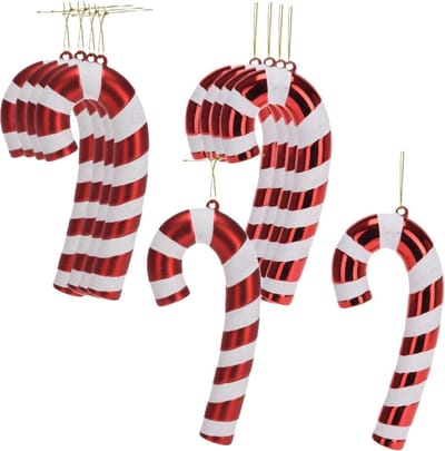 Christmas Decoration kersthangers/kerstornamenten zuurstokken- 12x - kunststof- 17 cm