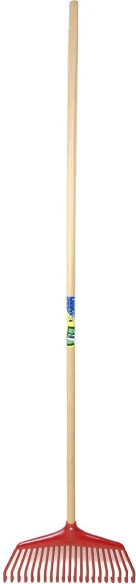 Fiskars Nylon gazonhark met 21 tanden en houten steel 150 cm