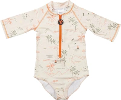 Ducksday - Zwempak - UV Badpak met rits voor meisjes - UPF 50+ - Eendelig - Waikiki - 12 jaar - 148/156