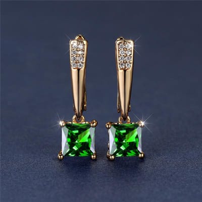 Boucles d'oreilles carrées en zircon noir antique, tendance, géométriques en cristal, couleur or champagne, bijoux de fête pour femmes gray
