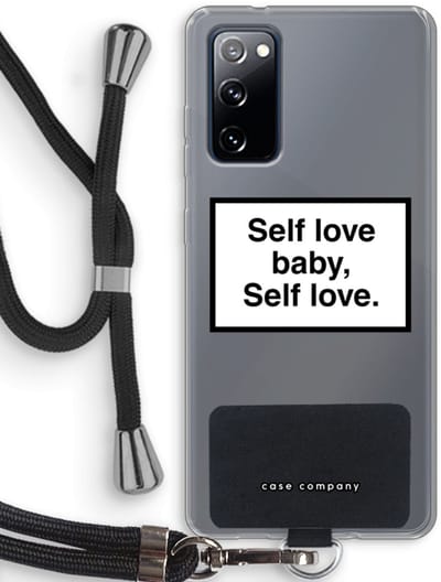 Hoesje met koord geschikt voor Samsung Galaxy S20 FE / S20 FE 5G hoesje met Koord - Self love - Telefoonhoesje met Zwart Koord - Bescherming aan alle Kanten en Over de Schermrand
