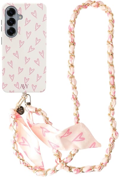 AVY Hoesje Met Telefoonkoord | Geschikt voor Samsung Galaxy S26 Plus | Compatibel met MagSafe & Qi2 | Hard Shell Back Cover | Stijlvol Bijpassend Koord Crossbody (120CM) | Cupid Blush
