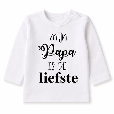 Baby shirtje jongen meisje tekst mijn papa is de liefste | lange mouw T-Shirt | wit zwart | maat 80  | leukste kleding babykleding cadeau verjaardag eerste vaderdag