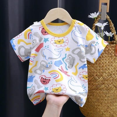 T-shirt met korte mouwen voor kinderen Meisjes Zomerkleding Baby Baby Zomer Kinderkleding Jongens Tops 73CM white