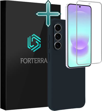 Hoesje Met Screenprotector - Geschikt voor Samsung Galaxy A37 - Sterk & Shockproof - Telefoon Hoes - Back Cover - Siliconen Case - Donkerblauw