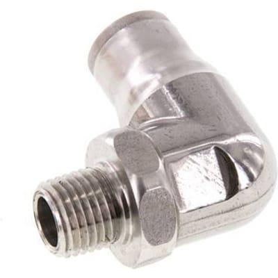 12mm x 1/4'' NPT 90 graden L-verbinding RVS Insteekfitting Buitendraad Draaibaar FKM