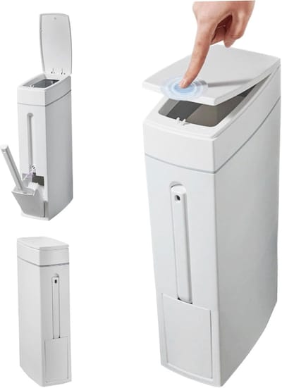 Badkamer Prullenbak - Toilet Prullenbak - Hygiënisch Werken - Met Toiletborstelhouder - 4.5 Liter - Wit