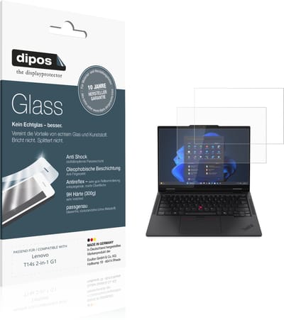 dipos – 2x Matte Pantserfolie geschikt voor Lenovo T14s 2-in-1 G1 | 9H Screenprotector