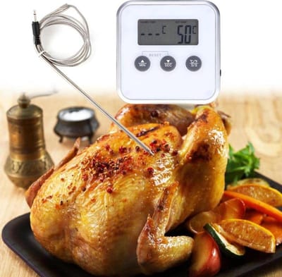 2 st - Vleesthermometer - digitale vleesthermometer - kookthermometer - temperatuurmeter - inclusief hitte alarm - wit - Heble - dagaanbieding - aanbiedingen