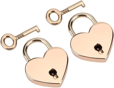 Hartvormige Hangslot Set van 2, Roze Gouden Mini Hangsloten voor Dagboek, Sieradenopslag en Reistas, Perfect als Valentijnsdag Cadeau