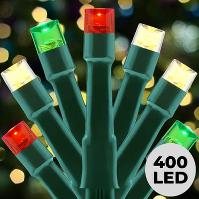 Lomera Kerstboomverlichting - Kerstverlichting - Kerstlampjes Buiten - 400 LED Lampjes - 8 Meter Lichtsnoer - Drie Kleuren - Extra Warm Wit - Rood en Groen - 8 Lichtfuncties - Geheugen - Timer Functie - Geschikt voor Binnen en Buiten