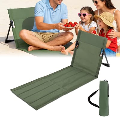 SnelShoppen - Opvouwbare Strandstoel met Rugleuning, Lange Strandmat van 600D Oxford-Stof, Draagbaar en Ultralicht voor Camping, Strand, Outdoor, Tuin