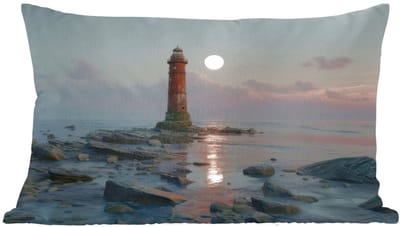 Sierkussens - Kussentjes Woonkamer - 60x40 cm - Vuurtoren - Stenen - Water - Maan