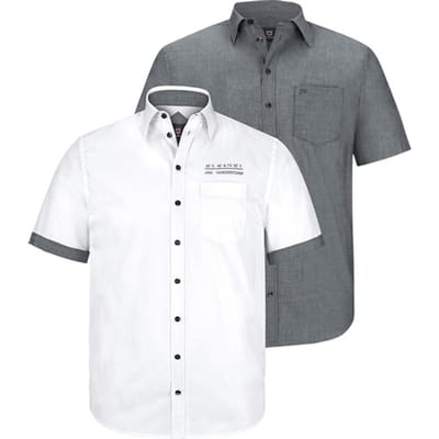 Jan Vanderstorm herren Overhemden, Set Van 2 - 41/42 - grijs - Plus Size