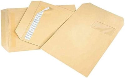 Verzendtassen C4 - Enveloppen met venster - Documenten verzenden - Zelfklevende sluiting - 229 x 324 mm - Bruin