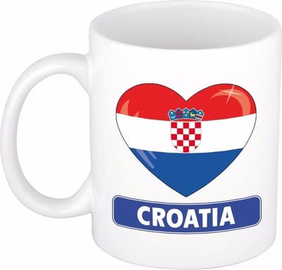 Hartjes vlag Kroatie koffiemok - drink beker - white - 300 ml - Croatia - Supporters - cadeau - landen - feestartikelen