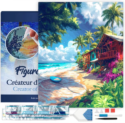 Figured'Art Diamond Painting set Volwassenen 40x50 cm met lijst Surf dorp - 5D DIY Art full drill vierkante diamant - Canvas al ingelijst