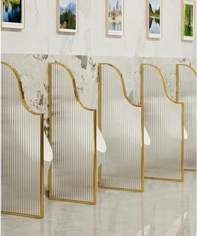 Urinoir Scheidingsscherm - Privacy Verdeler - Toilet Verbetering - Gehard Glas - Wandmontage - Goud