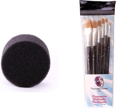 Partyxplotion Make Up Schmink penselen set 6x en 2x make up sponsjes zwart - schminkset voor kinderen en volwassenen