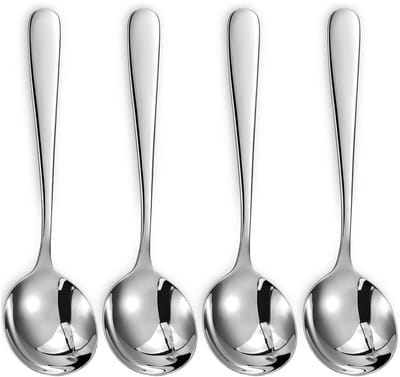 Dailygoods - 4 stuks lepels, roestvrij staal 304 ronde eetlepels, voor feesten, familiediners, hotels, restaurants, mueslilepels, suikerlepels en eetlepels
