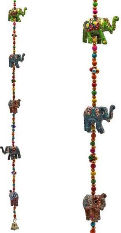 Yogi & Yogini naturals Decoratieve slinger houten Olifantjes (80 cm)
