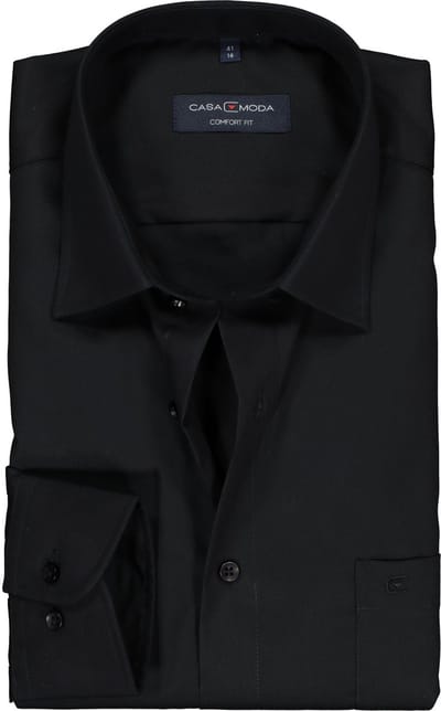 CASA MODA comfort fit overhemd - mouwlengte 72 cm - zwart - Strijkvrij - Boordmaat: 50 (EU maat: 4XL)
