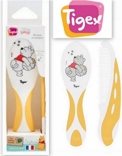 TIGEX Borstel en kam bi-materialen - Disney Winnie de poeh Geel