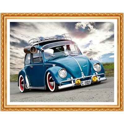 Diamantschilderij volledig rond, borduur diamant, volkswagen, diamantschilderij kever auto 30X40CM