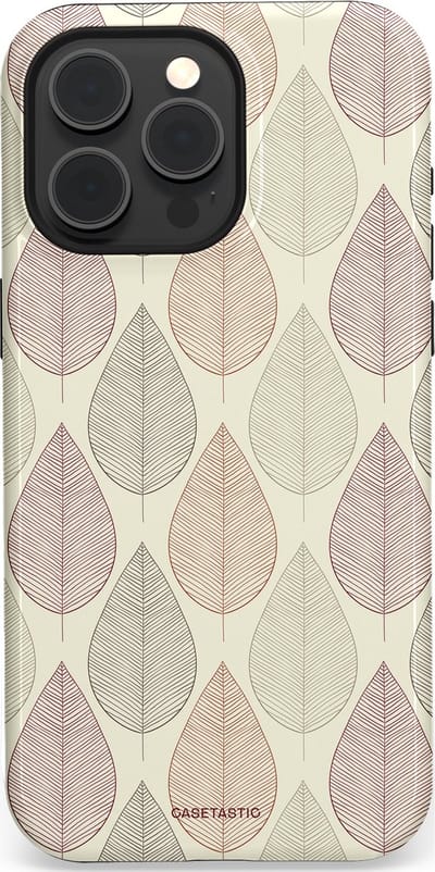 Casetastic hoesje geschikt voor Apple iPhone 15 Pro Max - MagSafe - Dubbellaagse bescherming - Botanisch retro bladeren dans - Fashion Case - Crème