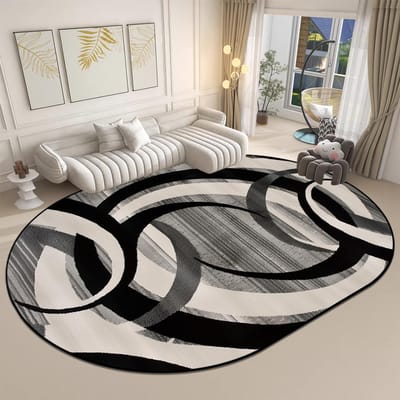 Ovaal Tapijt in Moderne Stijl voor Woonkamer Groot Formaat Wasbaar Salontafelmat IG Woondecoratie Antislip Zachte Kleden Aanpasbaar 80*120cm